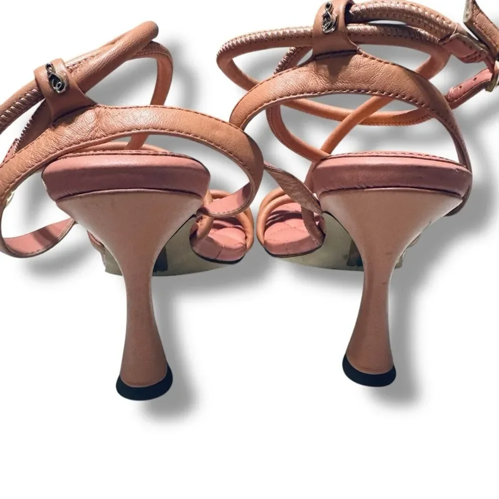 Sam Edelman Maven Sandals 9 Leather Square Toe Minimal Bridal Event Heels